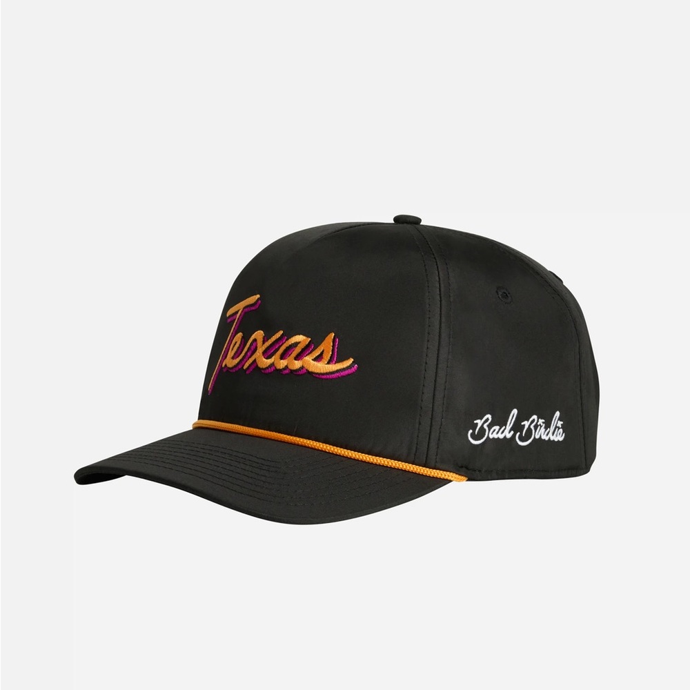 New Bad Birdie Black Rope Golfer Cap with Texas Embroidery